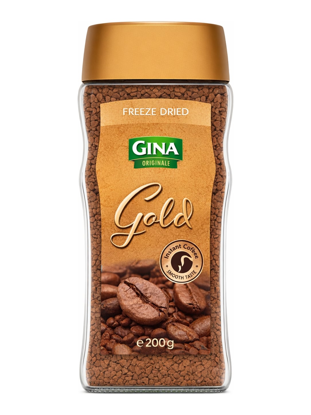 GINA Originale Gold Freeze Dried Instant Coffee 200g – Smooth Roast gefriergetrockneter Kaffee