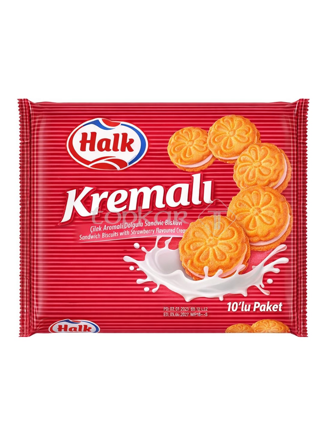Halk Sandwichkekse Erdbeercreme 500g – Kremalı Çilekli Bisküvi türkische Doppelkekse