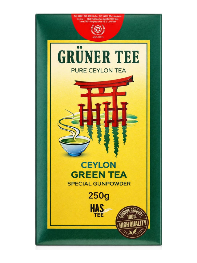 Has Tee Grüner Tee Ceylon Gunpowder 250g – Ceylon Green Tea Special Sri Lanka