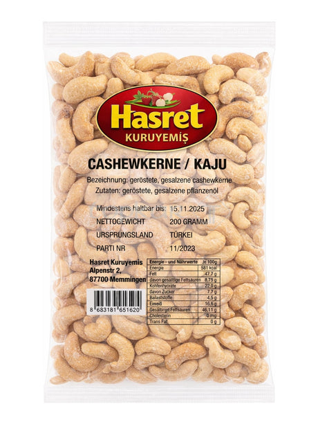 Hasret Kuruyemiş Cashewkerne 200g – Kaju geröstet gesalzen