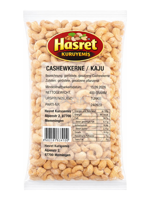 Hasret Cashewkerne 400g – Kaju geröstet und gesalzen türkische Nüsse
