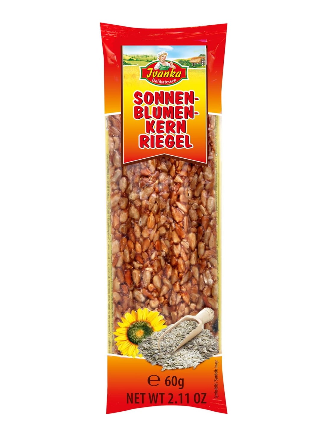 Ivanka Karamellisierter Sonnenblumenkern-Riegel 60g – knuspriger Kernriegel mit Karamell