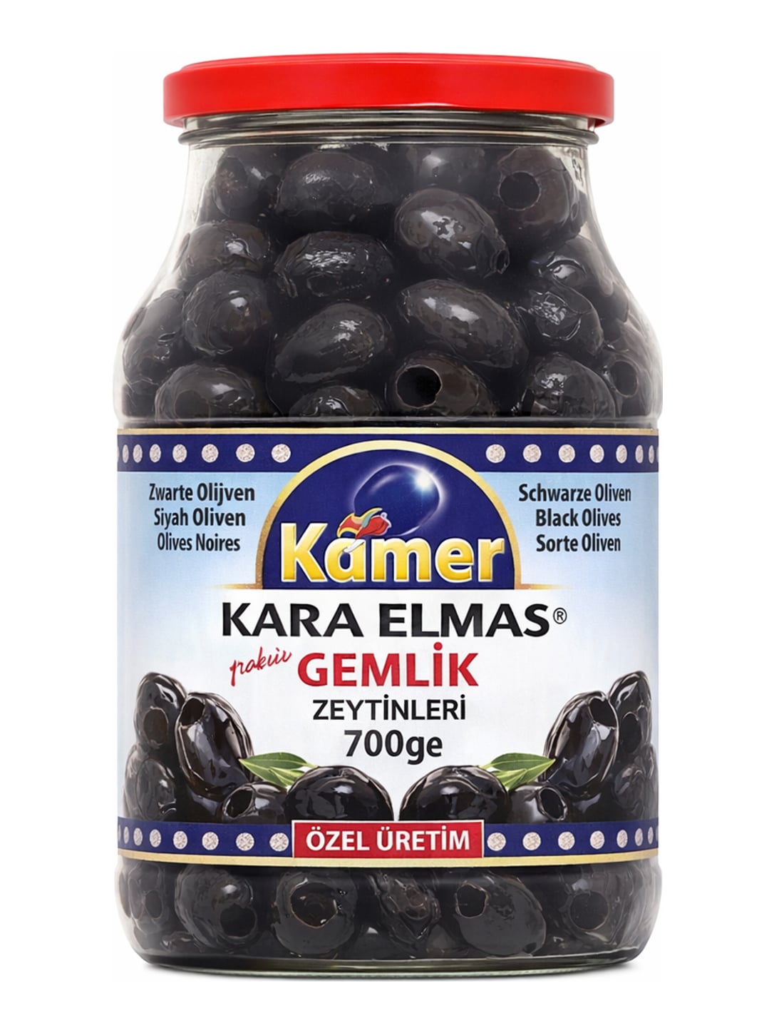 Kamer Kara Elmas Schwarze Gemlik Oliven 700g – Meşhur Gemlik Zeytinleri mit Stein