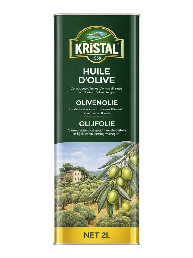 Kristal Olivenöl 2L – Huile d'Olive raffiniertes und natives Olivenöl aus Spanien