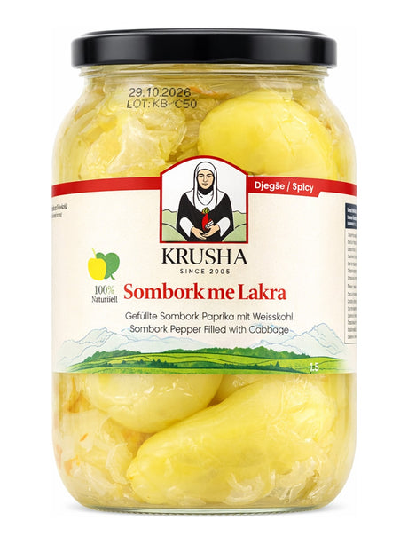 Krusha Sombork me Lakra 1,5 kg – Gefüllte Paprika mit Weißkohl eingelegte Konserve aus Kosovo