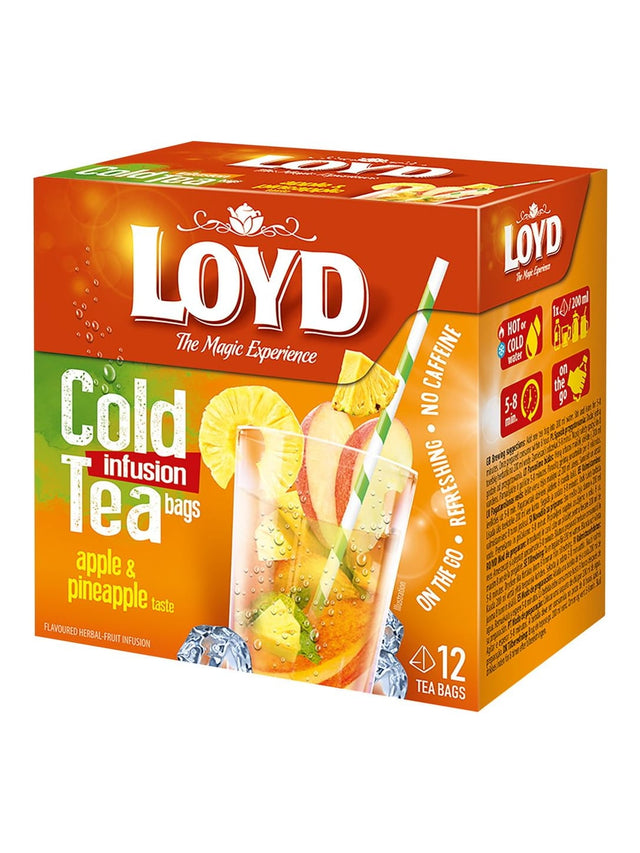 Loyd Cold Infusion Apfel & Ananas 12x2,5g – Kaltaufguss Tee Pyramiden-Beutel