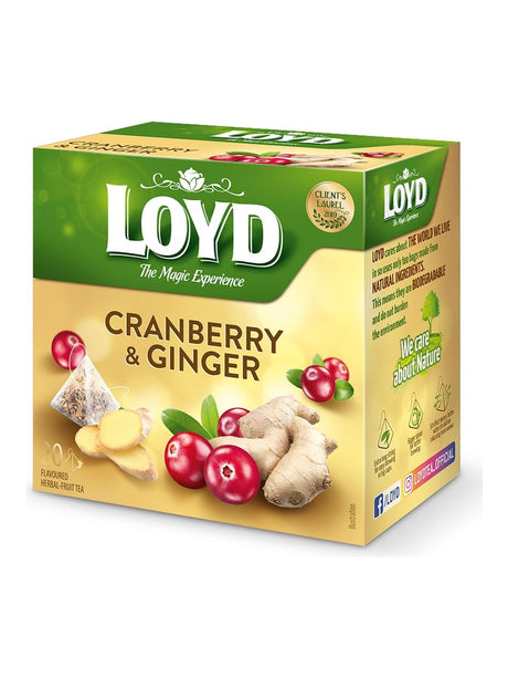 Loyd Cranberry & Ingwer Tee 20x2g – Früchtetee Pyramidenbeutel koffeinfrei