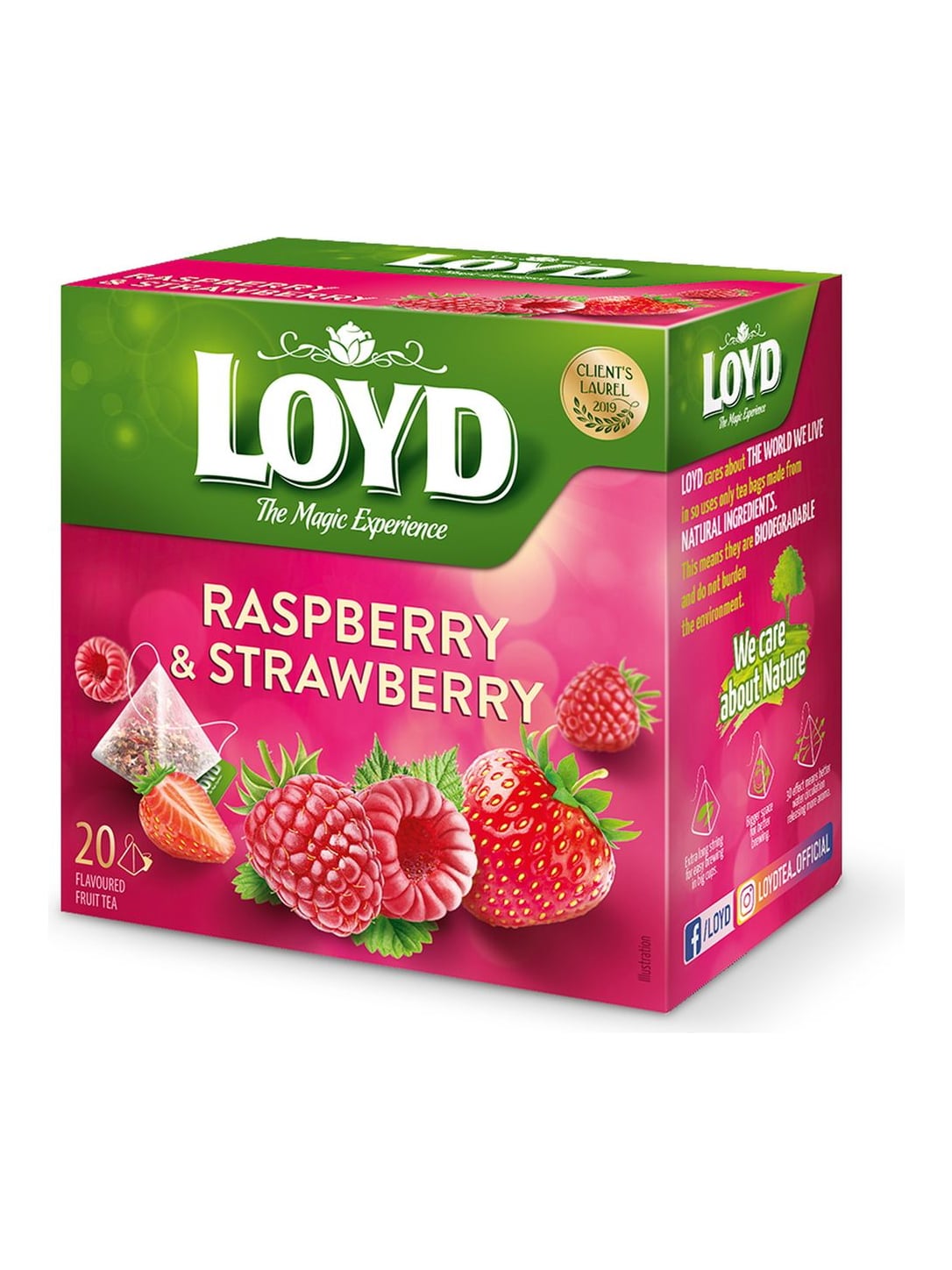 Loyd Früchtetee Himbeere & Erdbeere 20x2g – Pyramiden-Beutel koffeinfrei