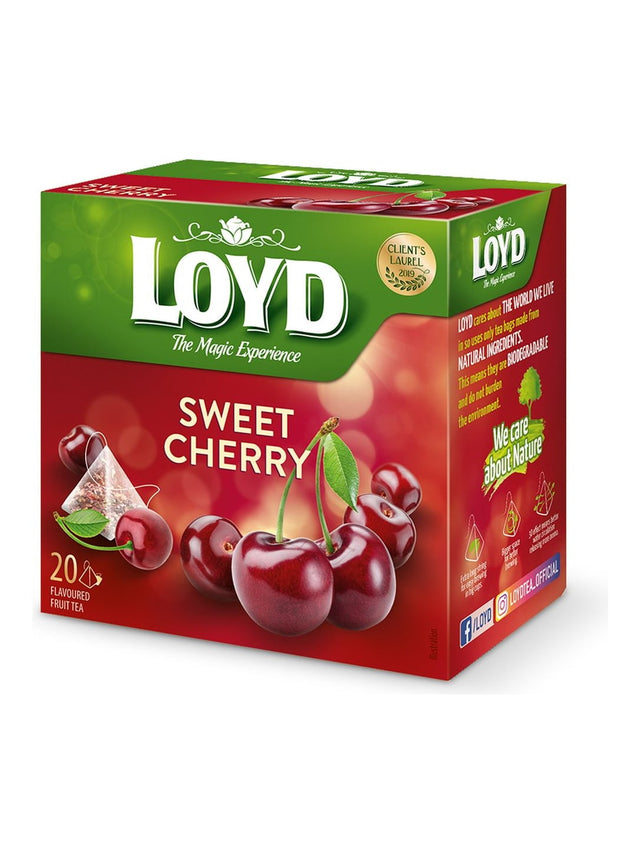 Loyd Früchtetee Kirsche 20x2g – Kirschtee Pyramidenbeutel Sweet Cherry