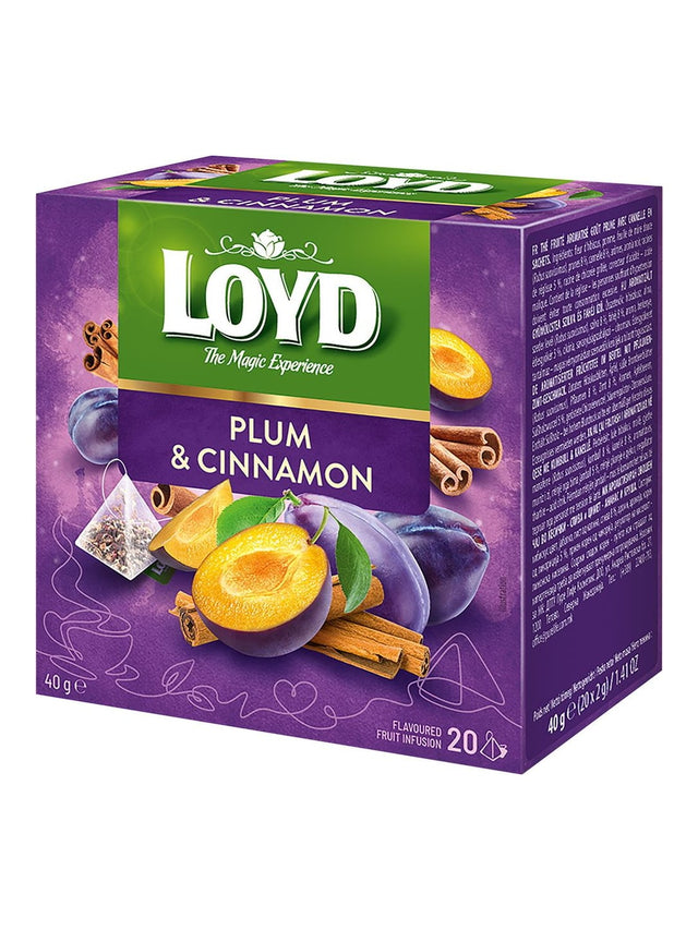 Loyd Früchtetee Pflaume &amp; Zimt 40g – Pyramidenbeutel Tee Pflaume Zimt