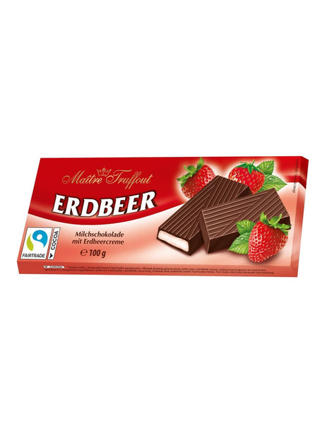 Maître Truffout Cremeschokolade Erdbeer 100g – Erdbeerschokolade zartschmelzend