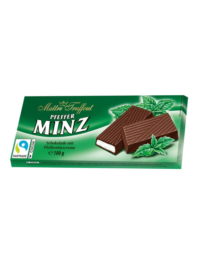 Maître Truffout Cremeschokolade Pfefferminz 100g – Minzschokolade mit Pfefferminzcreme