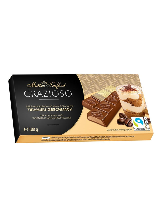 Maître Truffout Grazioso Milchschokolade mit Tiramisucreme 100g – Tiramisu Schokoladentäfelchen