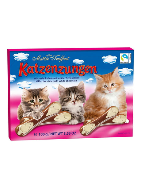 Maître Truffout Katzenzungen 100g – Milch- und weiße Schokolade Konfekt