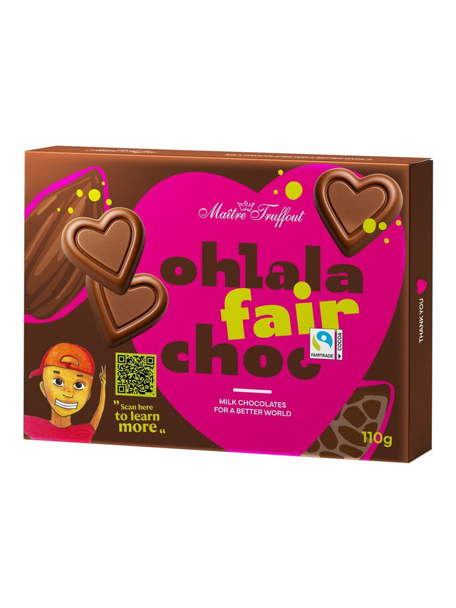 Maître Truffout Ohlala Herzpralinen 110g – Milchschokolade mit Haselnusscremefüllung