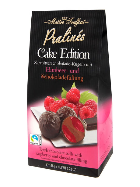 Maître Truffout Pralinen Cake Edition 148g – Himbeer Zartbitterschokolade Pralinen