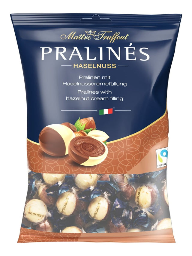 Maître Truffout Pralinen Duo 125g – Haselnusscremefüllung Milch- und weiße Schokolade