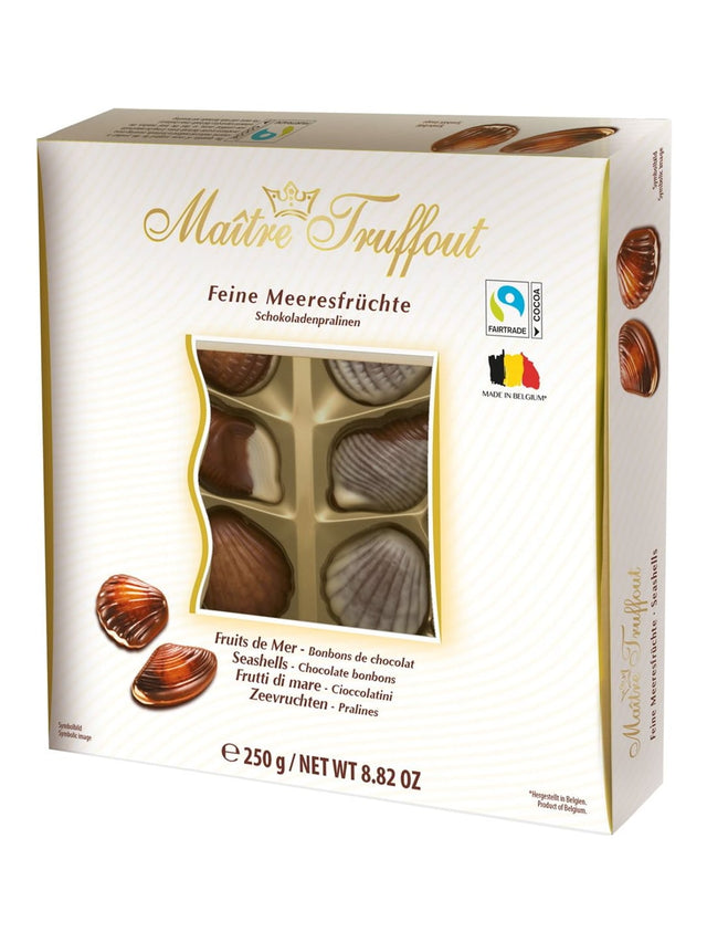 Maître Truffout Pralinen Meeresfrüchte 250g – belgische Schokoladenpralinen mit Haselnusscreme