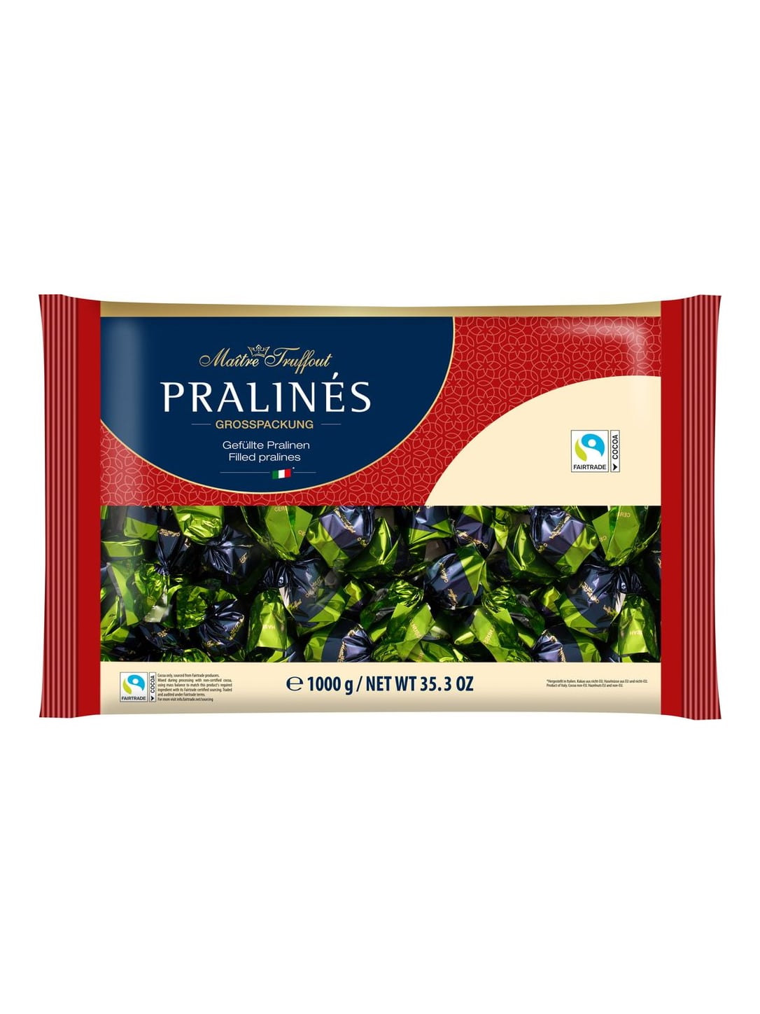 Maître Truffout Pralinen Milchschokolade 1000g – Haselnuss & Cerealien Pralinen