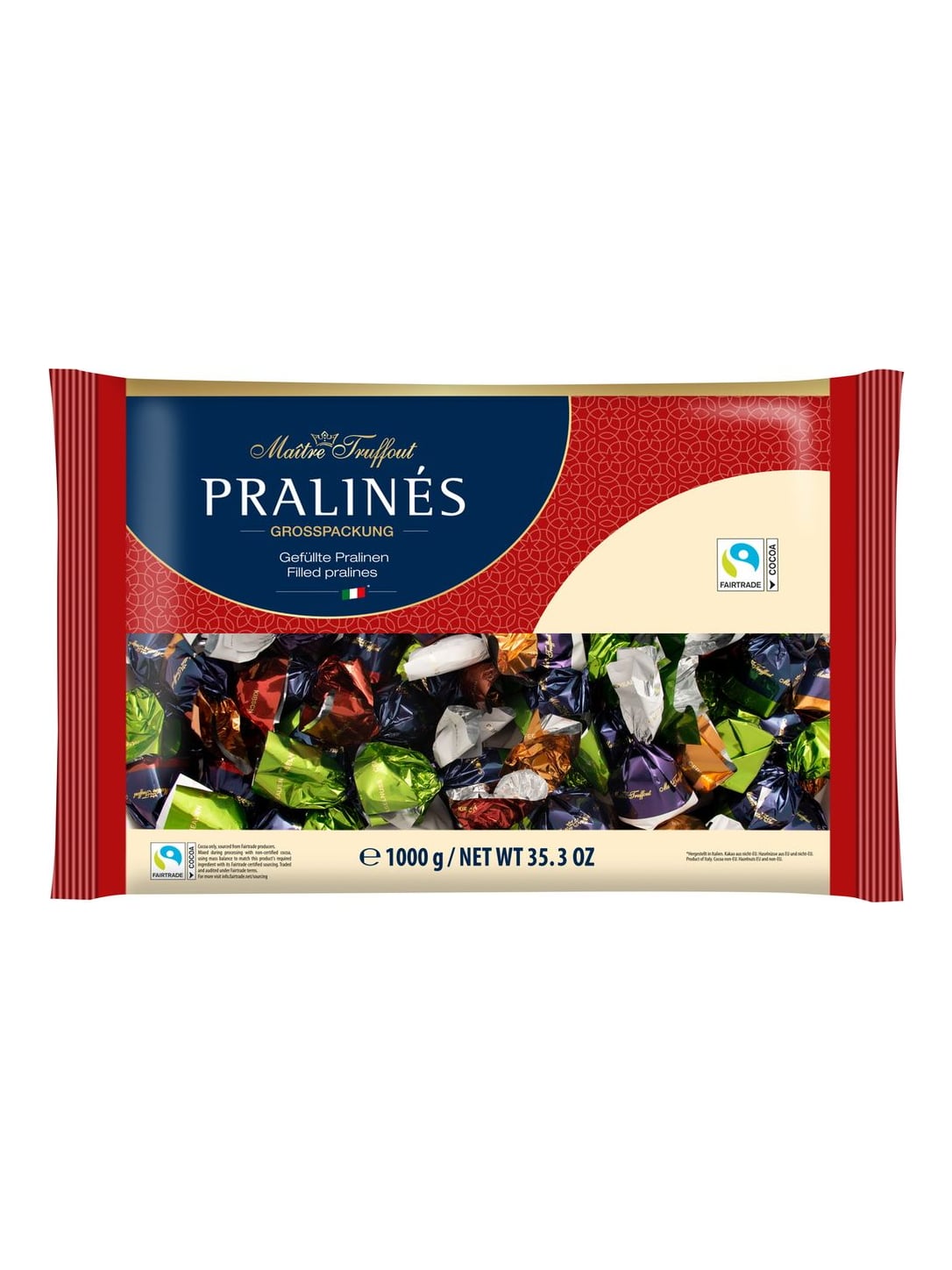 Maître Truffout Pralinen Milchschokolade Mix 1000g – Milchschokoladen-Pralinen 3 Sorten
