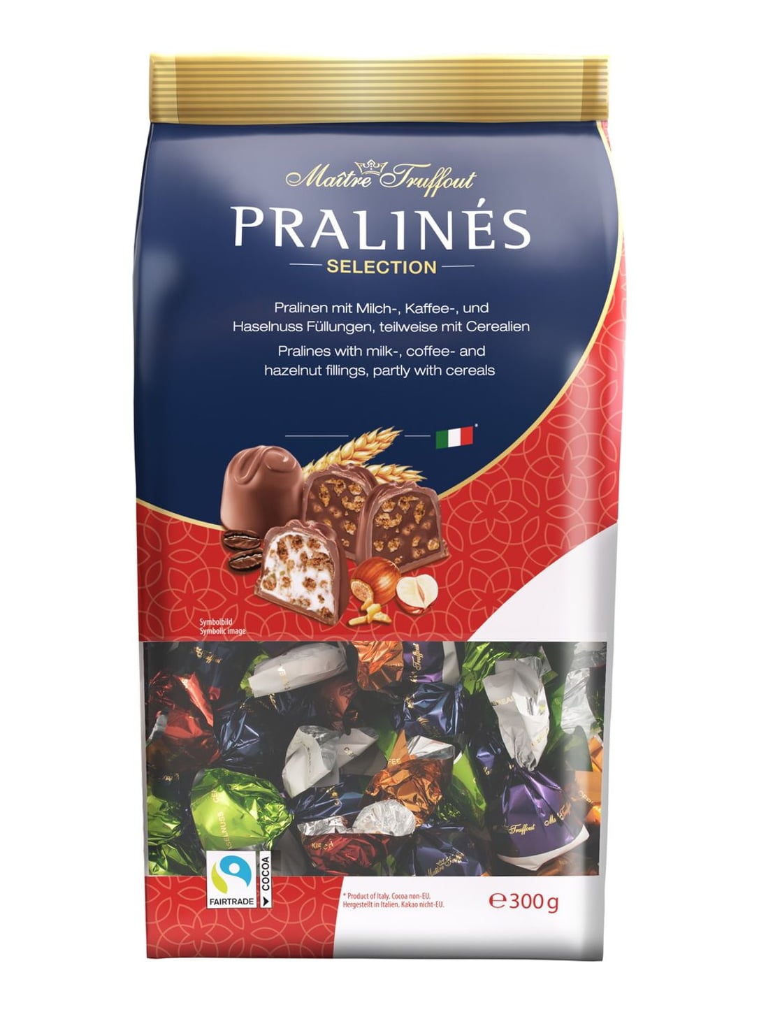 Maître Truffout Pralinenmischung 300g – Milchschokoladenpralinen mit Kaffee & Haselnuss