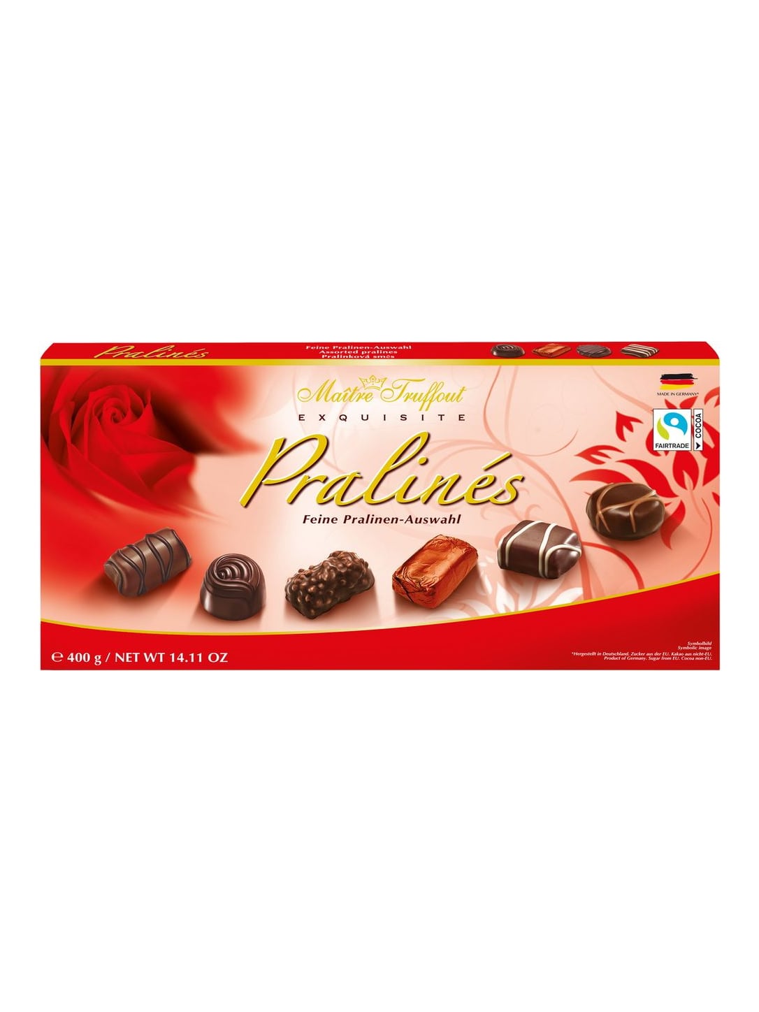 Maître Truffout Pralinenmischung Rot 400g – feine Pralinen-Auswahl im Geschenk