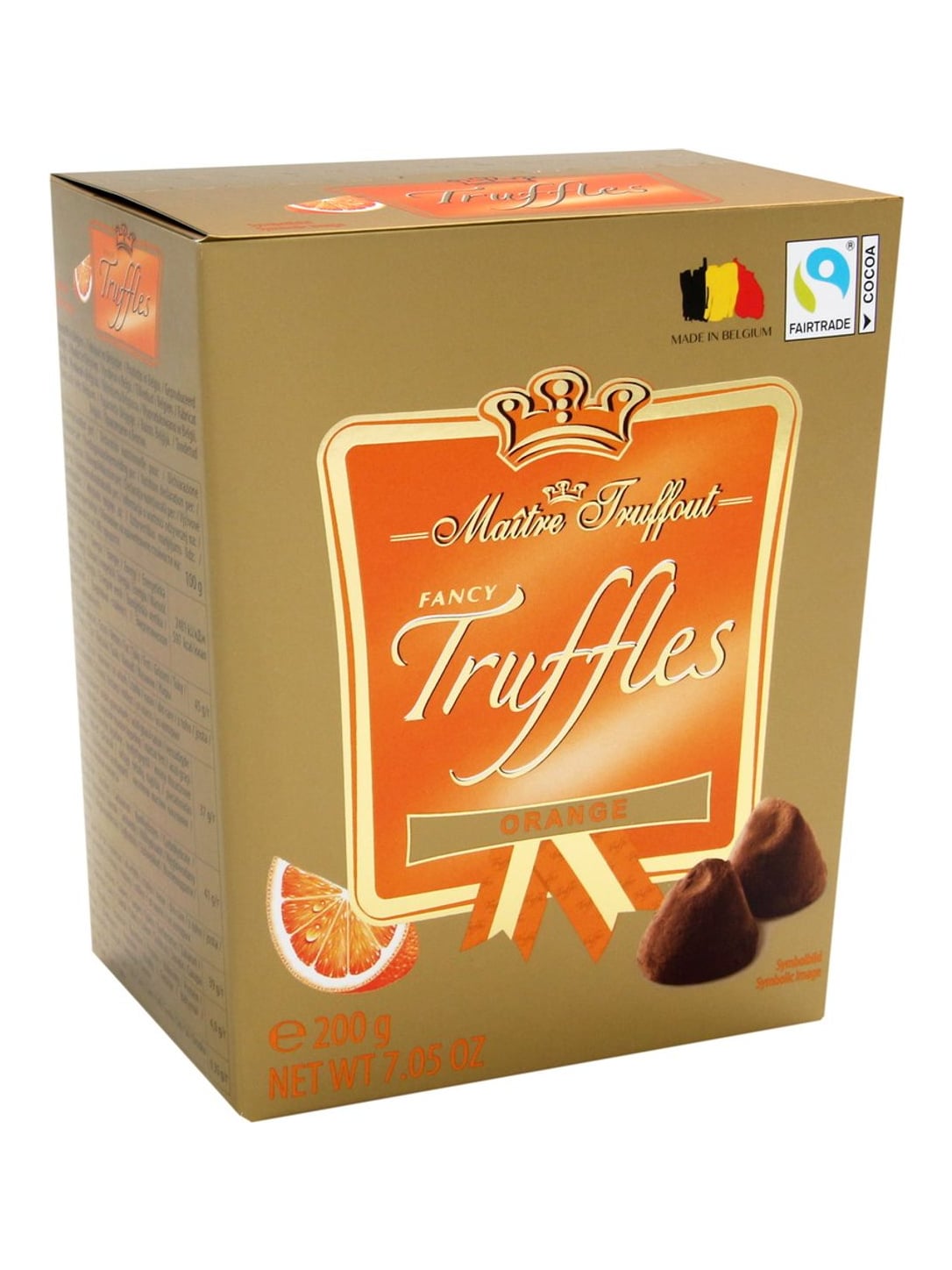 Maître Truffout Trüffelpralinen Orange 200g – Fancy Gold Truffles Orange belgische Trüffel