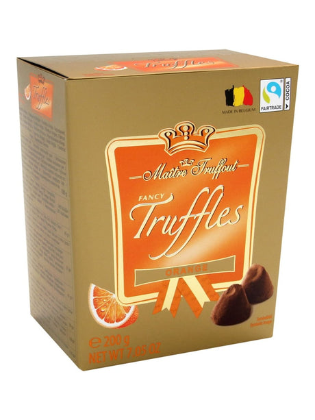 Maître Truffout Trüffelpralinen Orange 200g – Fancy Gold Truffles Orange belgische Trüffel