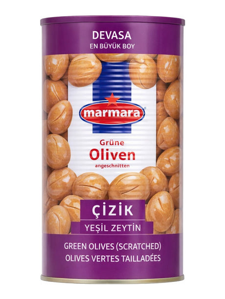 Marmara Grüne Oliven angeschnitten 1250g – Çizik Yeşil Zeytin türkische grüne Oliven
