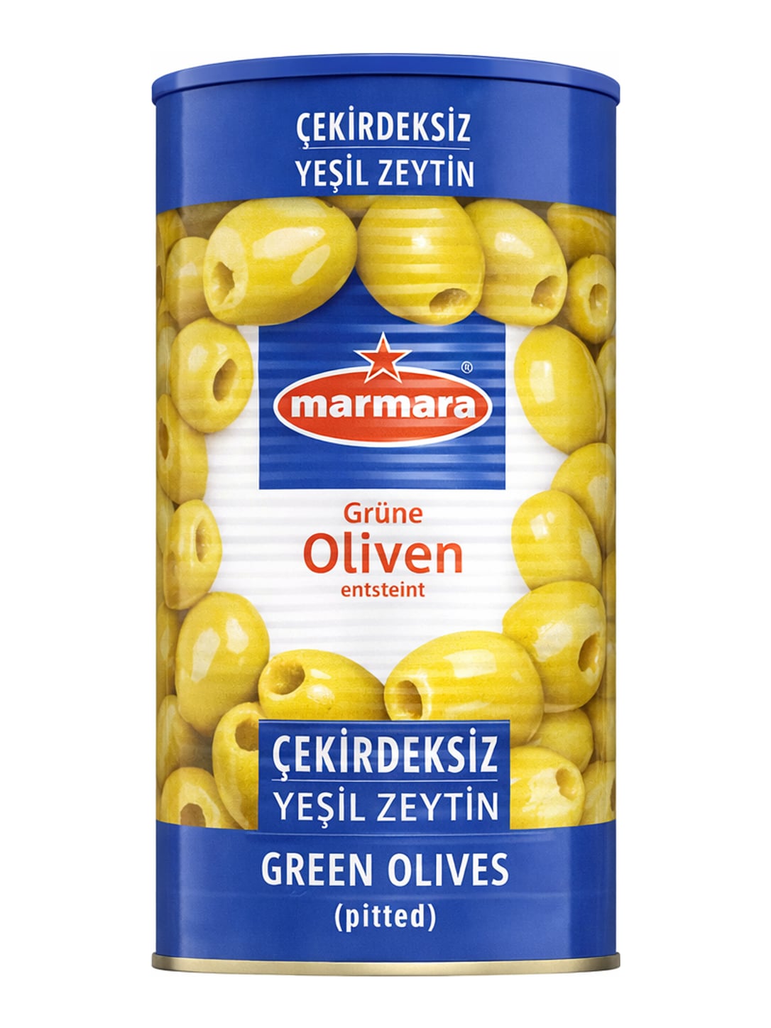 Marmara Grüne Oliven Entsteint 1250g – Çekirdeksiz Yeşil Zeytin eingelegte Oliven