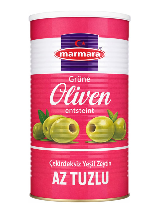Marmara Grüne Oliven Entsteint 1250g – Çekirdeksiz Yeşil Zeytin Az Tuzlu