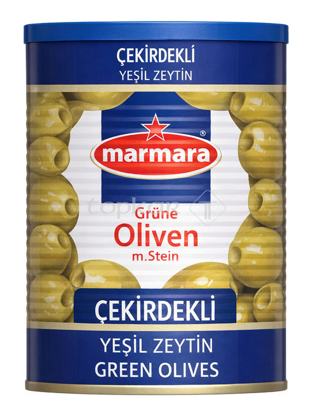 Marmara Grüne Oliven mit Stein 800g – Çekirdekli Yeşil Zeytin in Meersalzlake