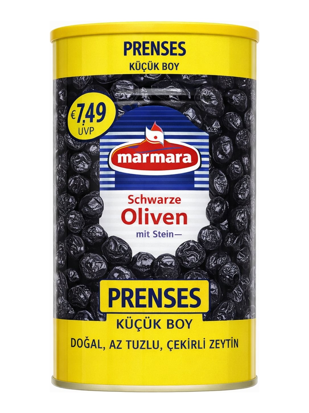 Marmara Prenses Schwarze Oliven mit Stein 1300g – Siyah Zeytin eingelegte schwarze Oliven