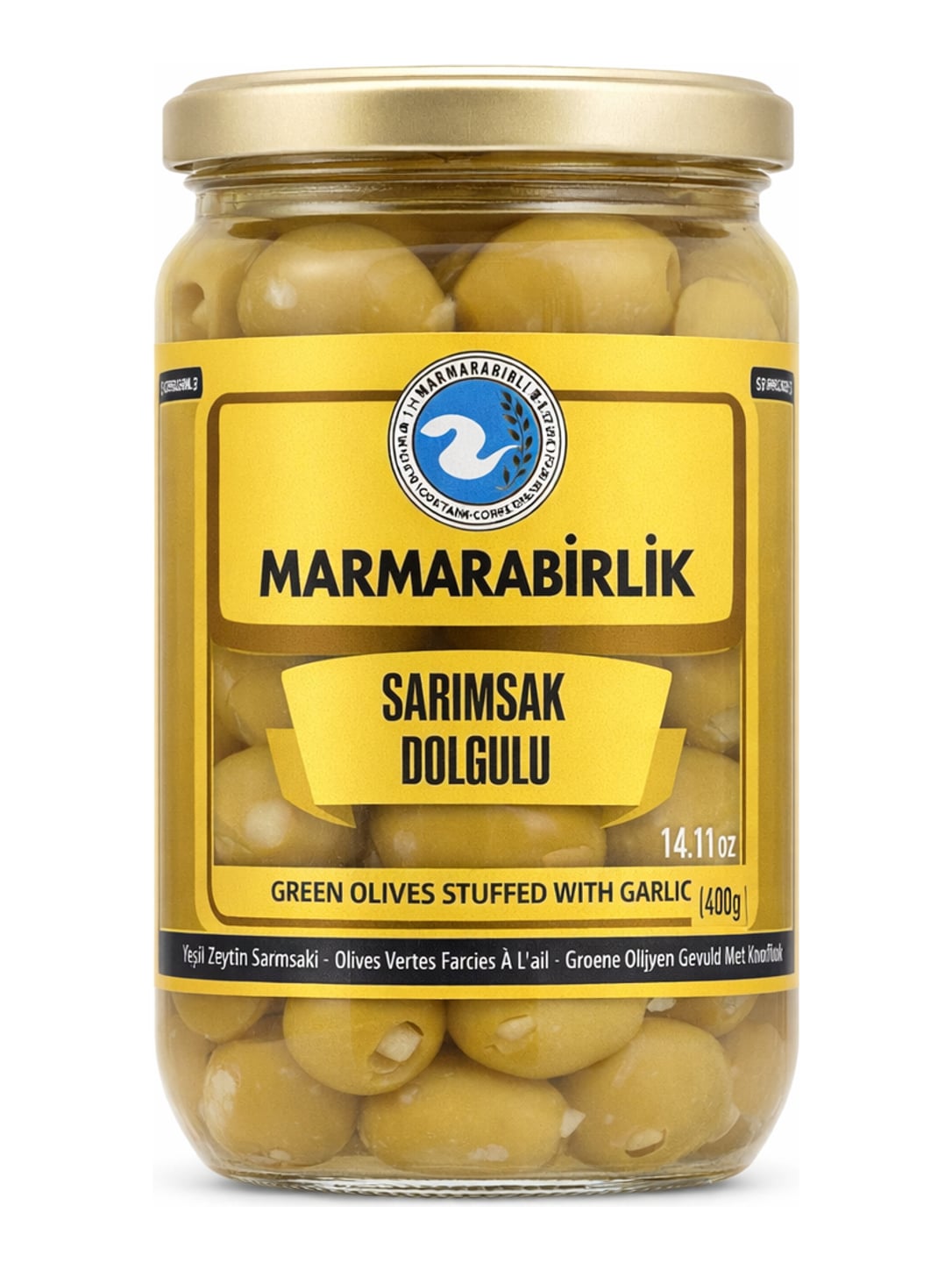MARMARABIRLIK Sarımsak Dolgulu Yeşil Zeytin 700g – Knoblauch gefüllte grüne Oliven