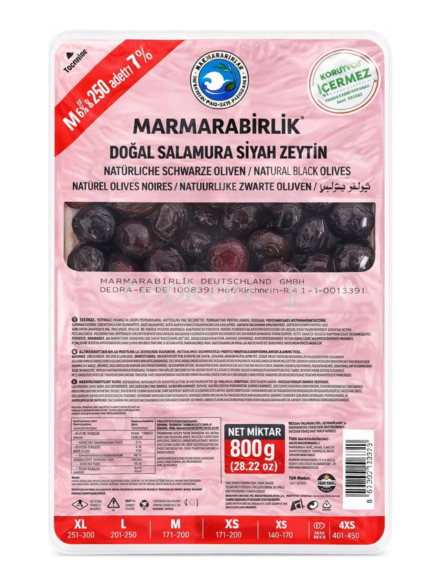 Marmarabirlik Schwarze Oliven Natürliche Salamura