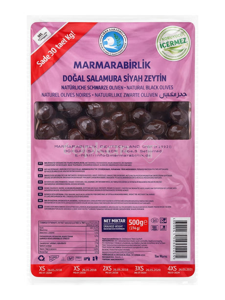 Marmarabirlik Schwarze Oliven Natur Eingelegt