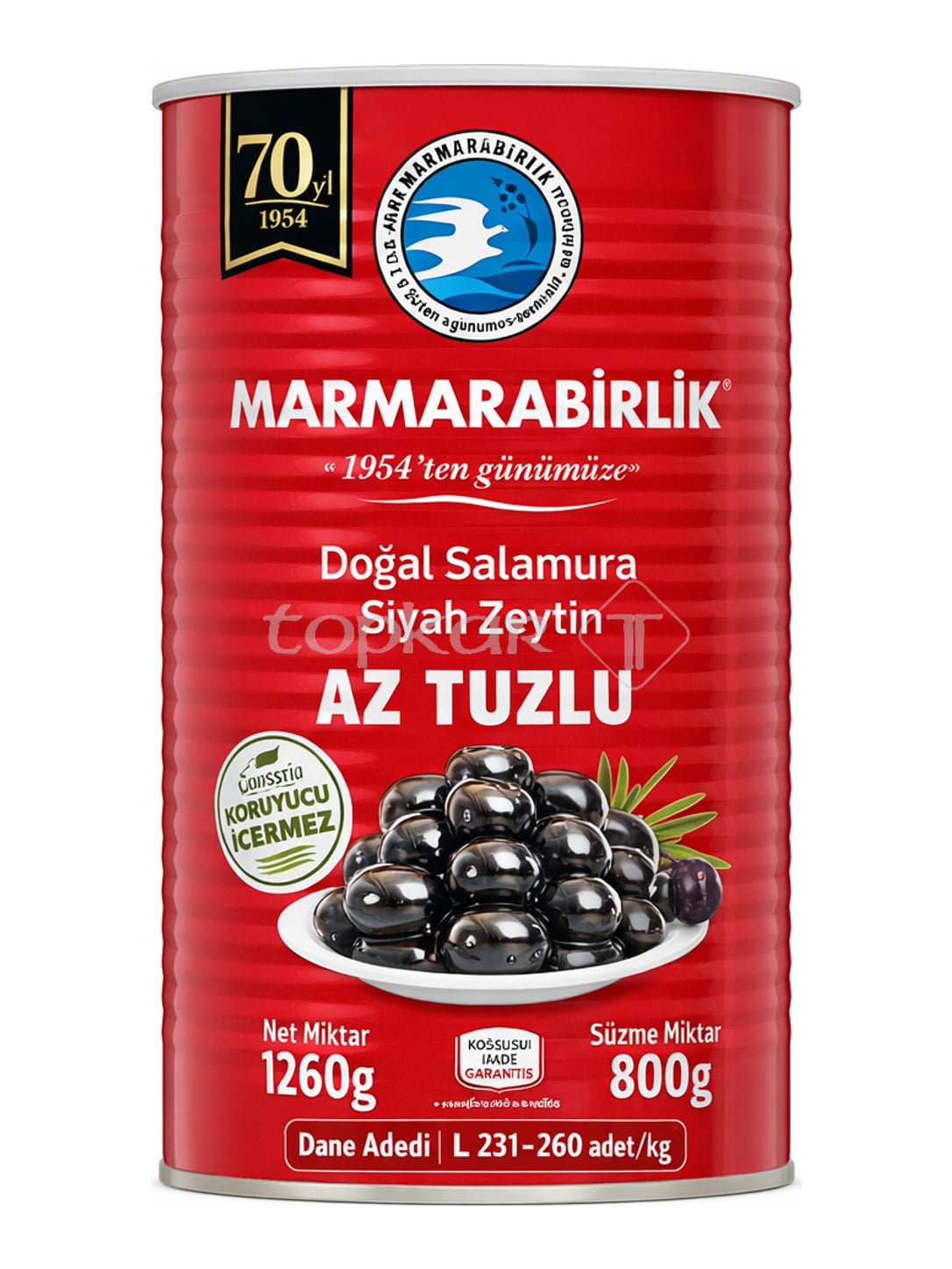 Marmarabirlik Doğal Salamura Siyah Zeytin Az Tuzlu 1260g – schwarze Oliven wenig Salz in Salzlake