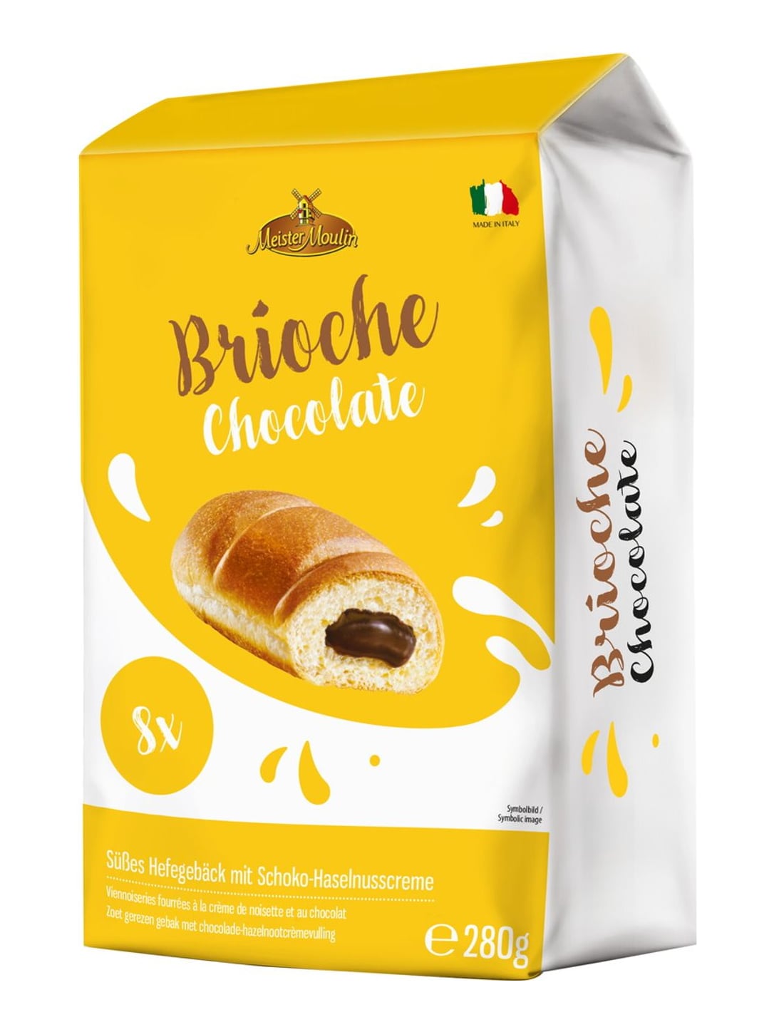 Meister Moulin Brioches 280g – gefülltes Hefegebäck mit Schokolade-Haselnusscreme aus Italien