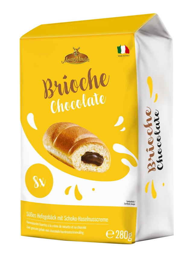 Meister Moulin Brioches 280g – gefülltes Hefegebäck mit Schokolade-Haselnusscreme aus Italien