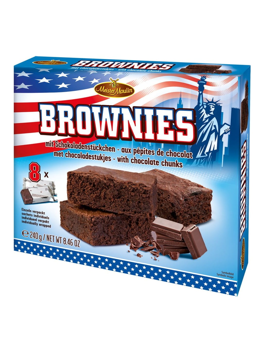 Meister Moulin Brownies 240g – saftige Mini-Schokokuchen mit Schokoladenstückchen