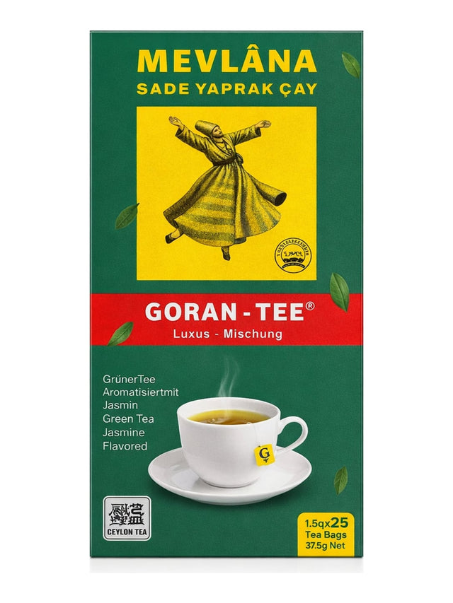 Mevlana Goran-Tee Grüner Tee Jasmin 25 Teebeutel 37,5 g – Sade Yaprak Çay aromatisiert