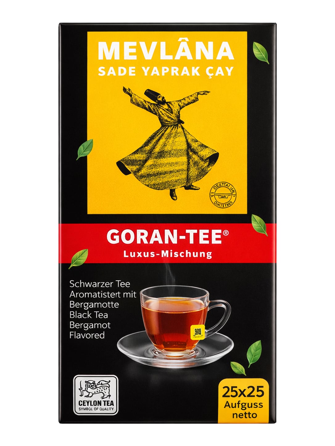 Mevlana Goran-Tee Schwarzer Tee Bergamotte 50g – Sade Yaprak Çay Ceylon Teebeutel