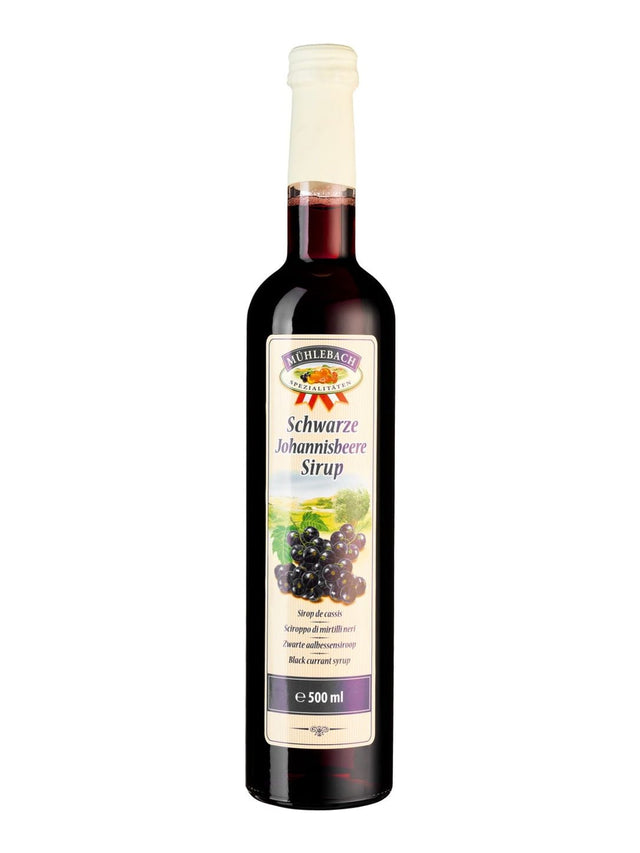 Mühlebach Sirup schwarze Johannisbeere 0,5 l – Fruchtsirup Johannisbeersaft