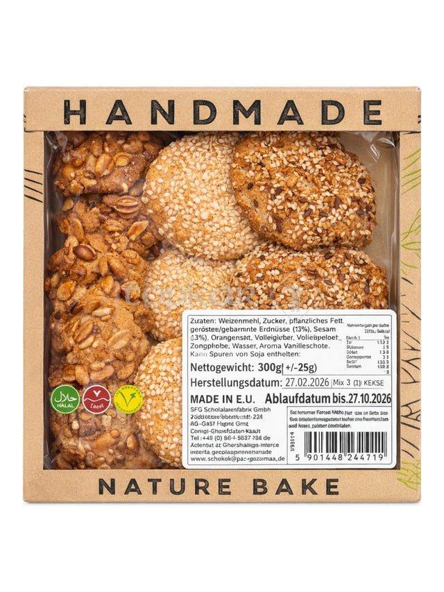 Nature Bake Keksmischung Mix 3 300g – handgemachte Kekse mit Erdnuss und Sesam