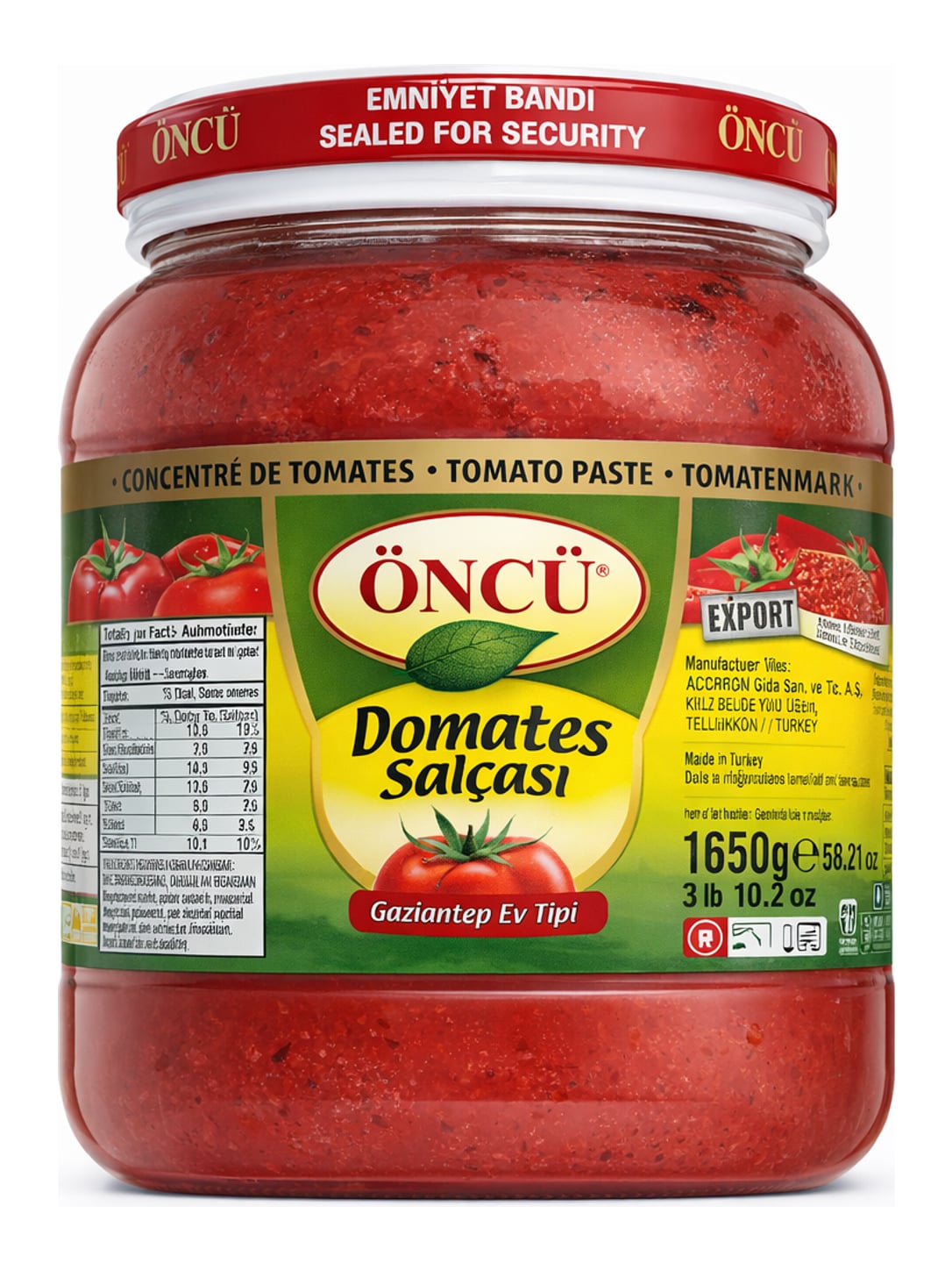 Öncü Domates Salçası Gaziantep Ev Tipi 1650g – doppelt konzentriertes Tomatenmark