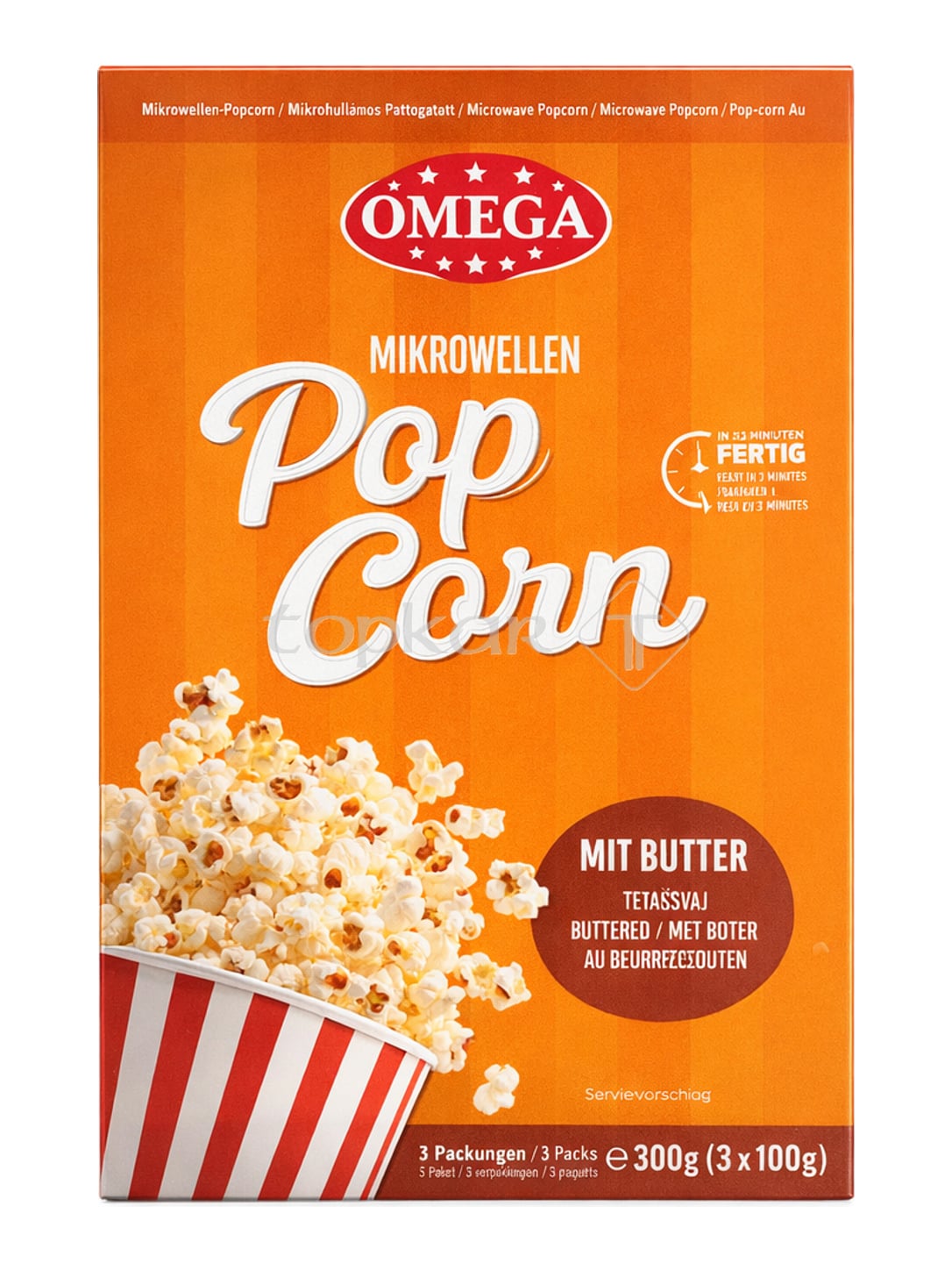 Omega Mikrowellen Popcorn 300g – Popcorn mit Butter für die Mikrowelle