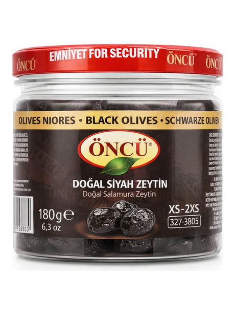 ÖNCÜ Schwarze Oliven Natürlich Eingelegt 180g – Doğal Salamura Siyah Zeytin