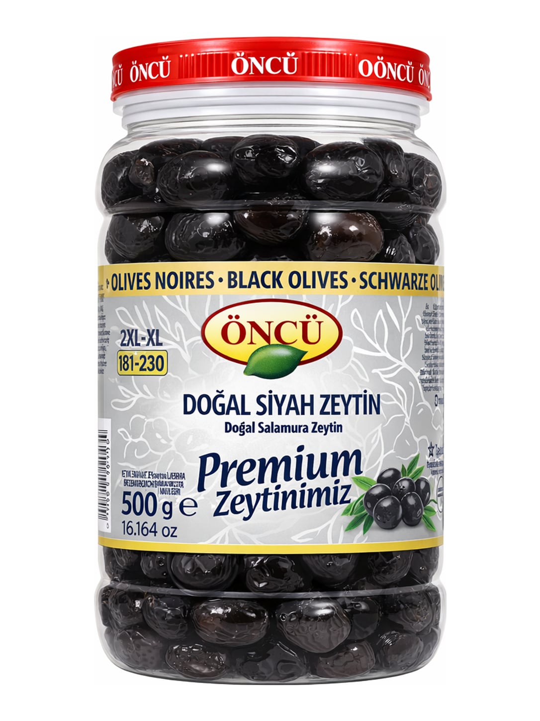 ÖNCÜ Schwarze Oliven Premium 500g – Doğal Siyah Zeytin Salamura türkische Oliven