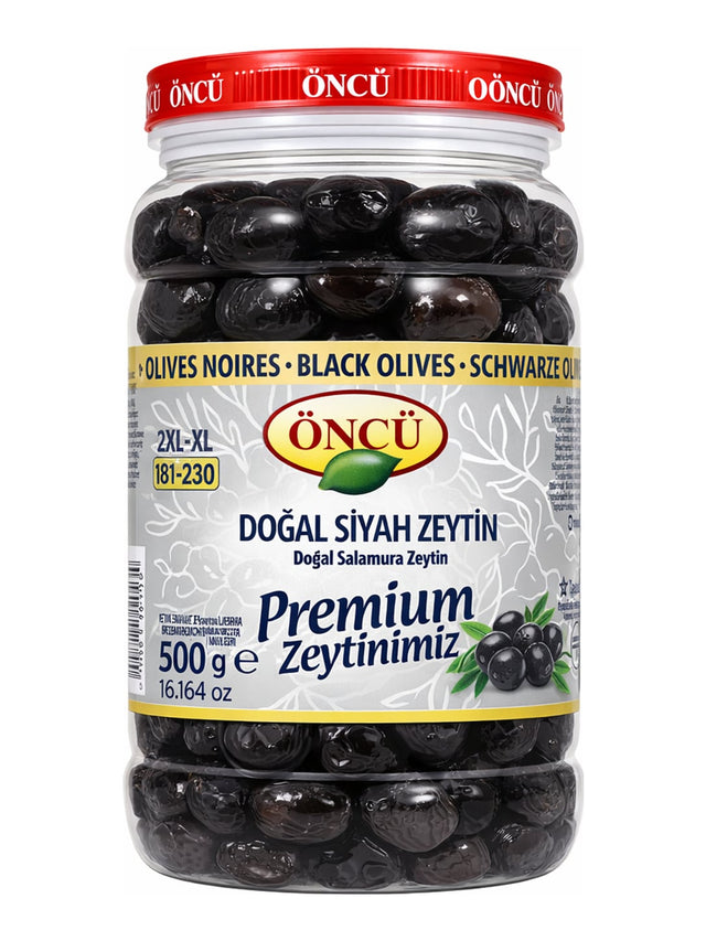 ÖNCÜ Schwarze Oliven Premium 500g – Doğal Siyah Zeytin Salamura türkische Oliven