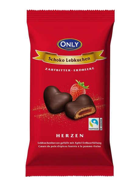 Only Lebkuchenherzen Zartbitter 150g – Lebkuchen mit Erdbeermusfüllung
